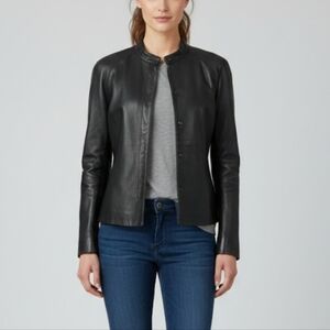 J. Crew Leather Jacket Women's Size 2 - 4 Black Minimalist